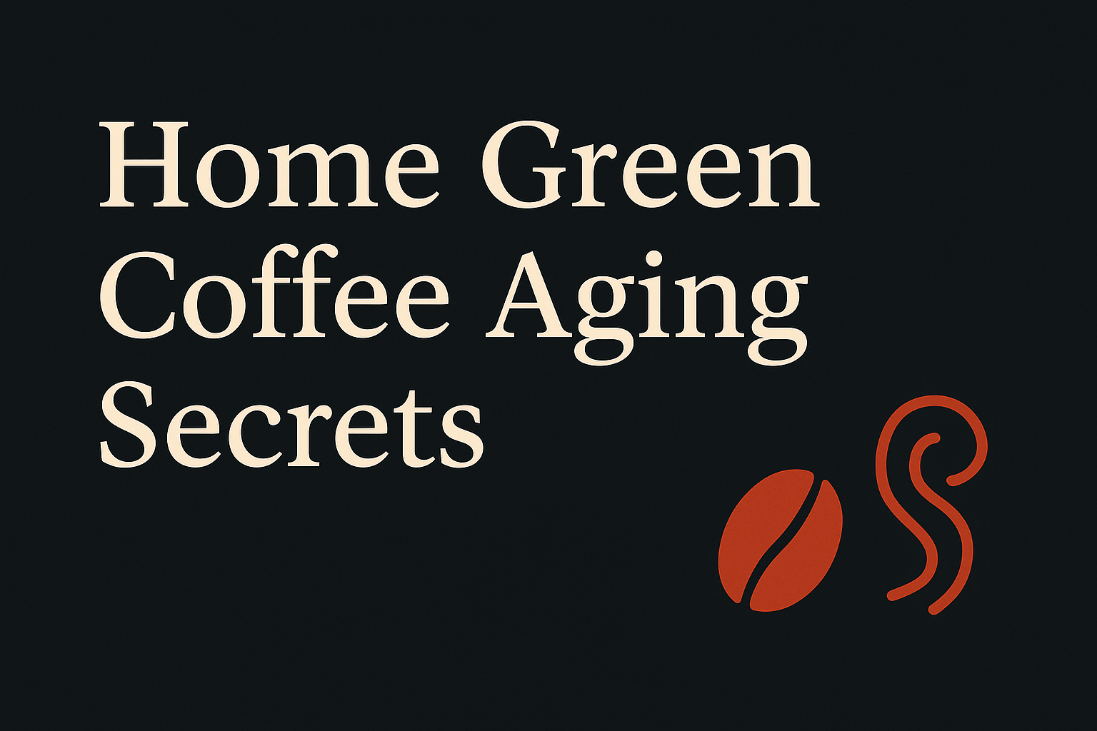 Dark background with cream text, orange coffee bean and flavor icons.