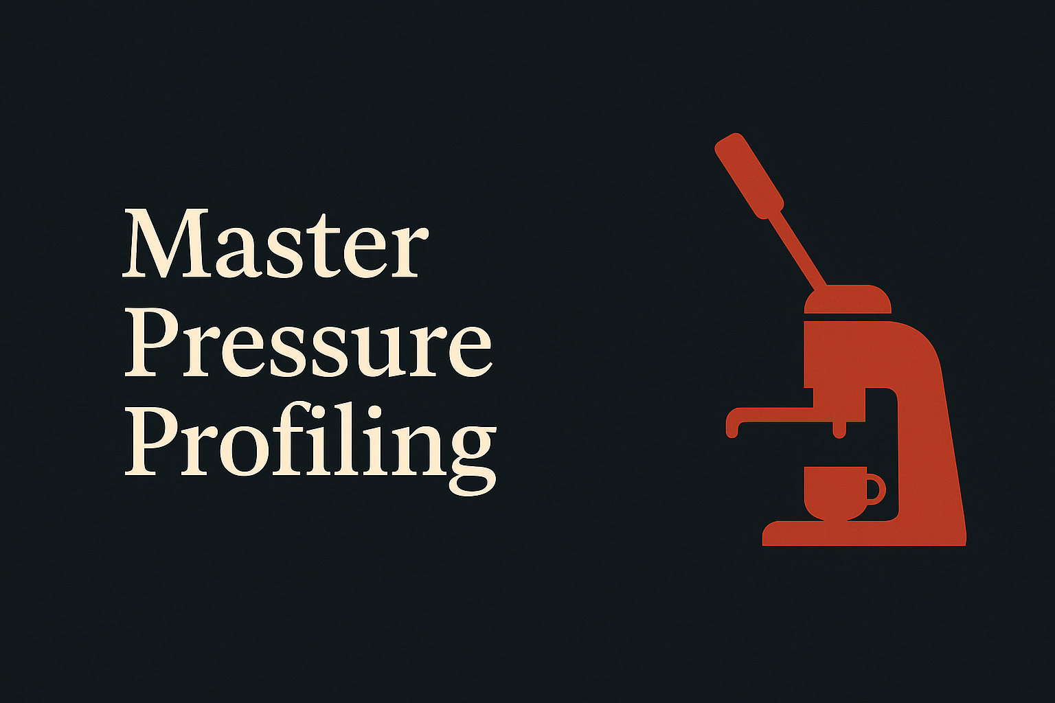 Charcoal background with espresso silhouette, cream text saying 'Master Pressure Profiling', ample negative space.
