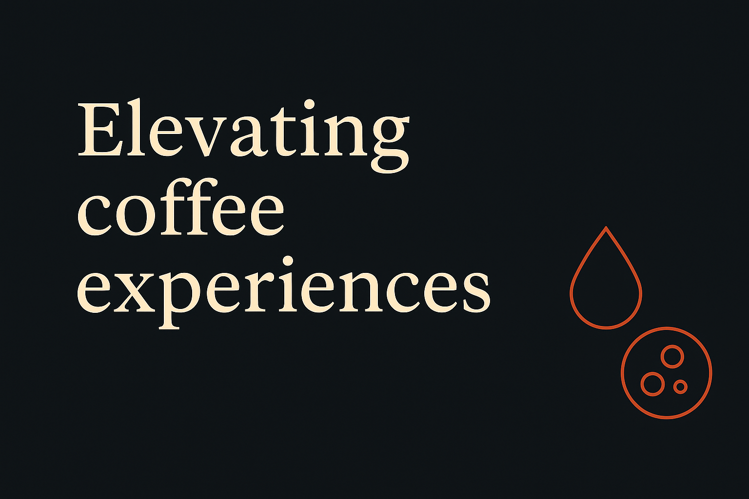 Dark background with cream text, water symbols in orange, ample negative space, clean design.