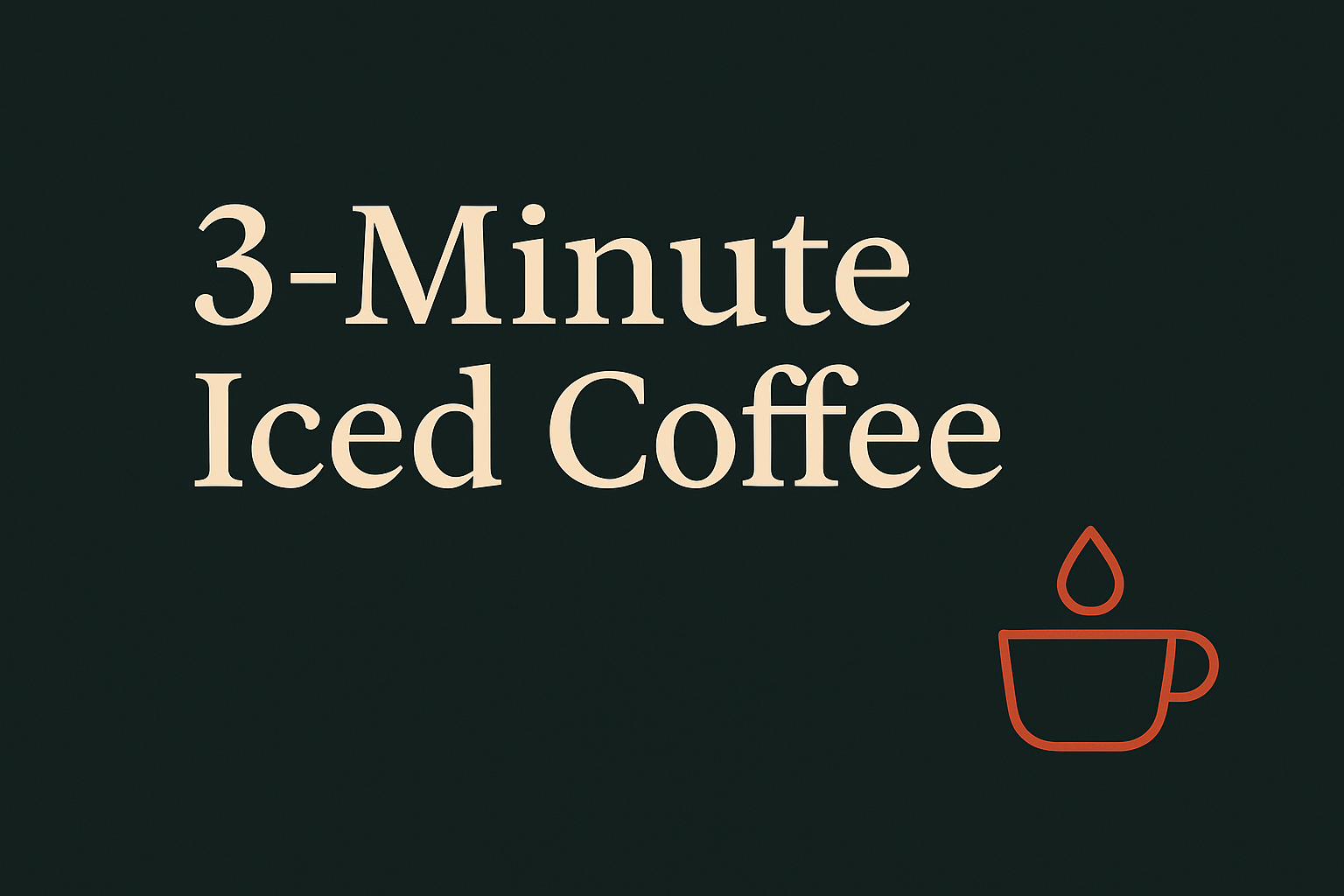 Dark background with cream text, coffee drip icon in orange, spacious layout.