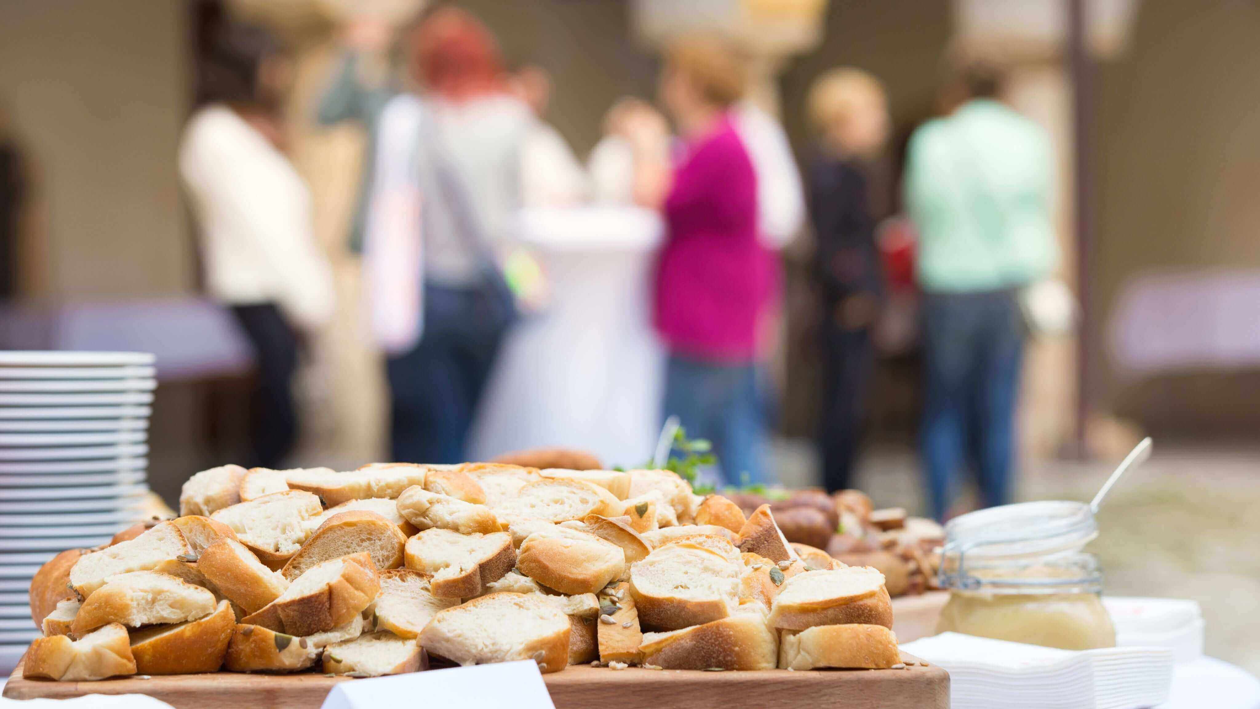 Catering at corporate event with delegates