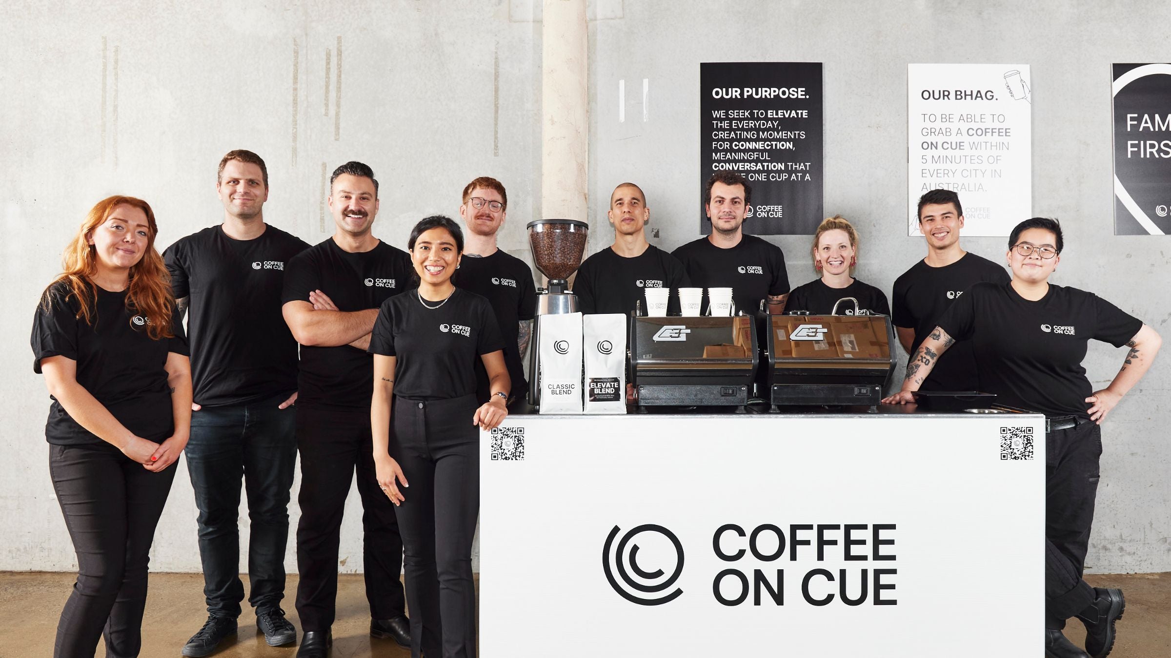Coffee on Cue barista team in Melbourne HQ