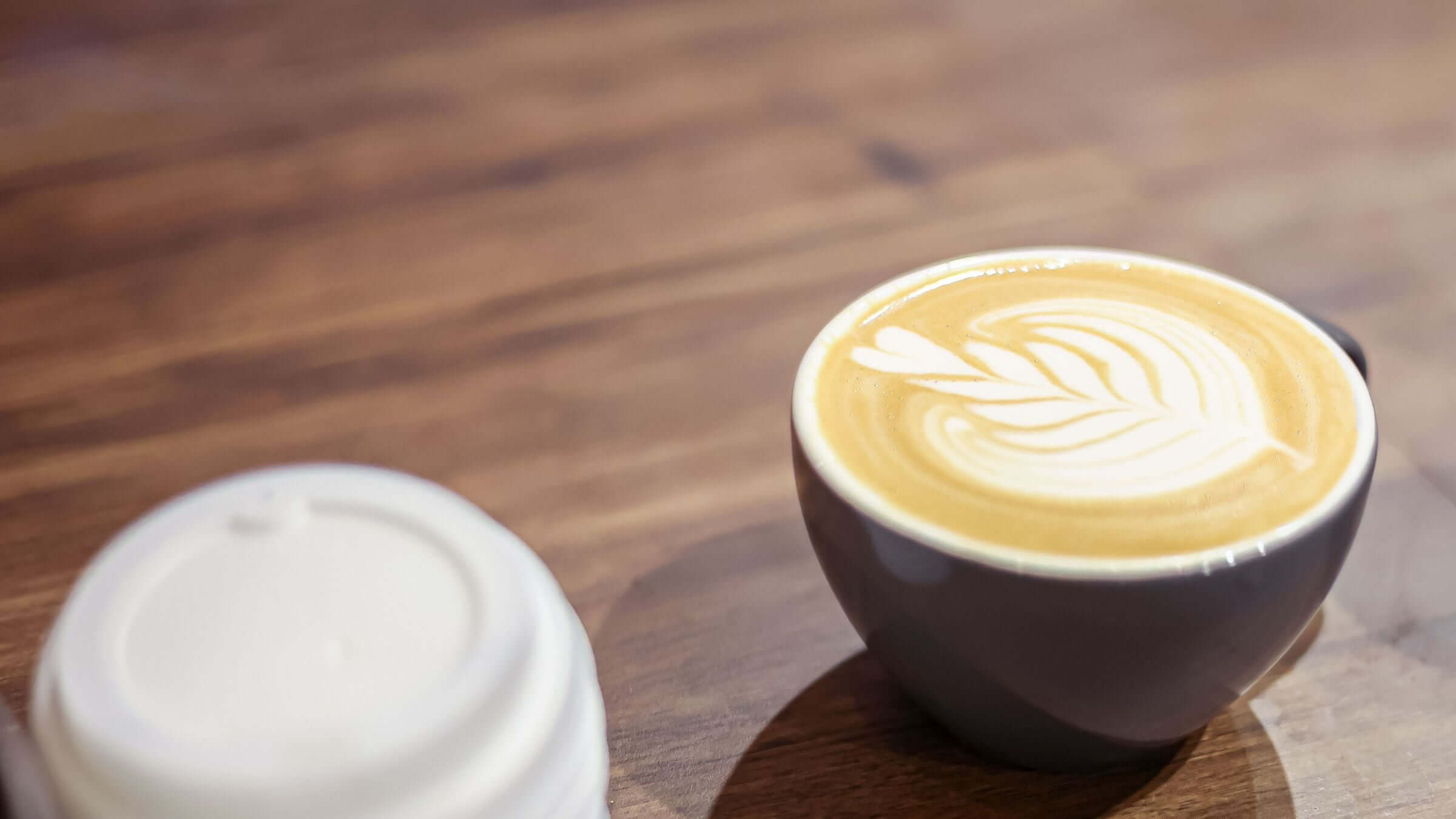 Grey ceramic ACME cappuccino coffee cup