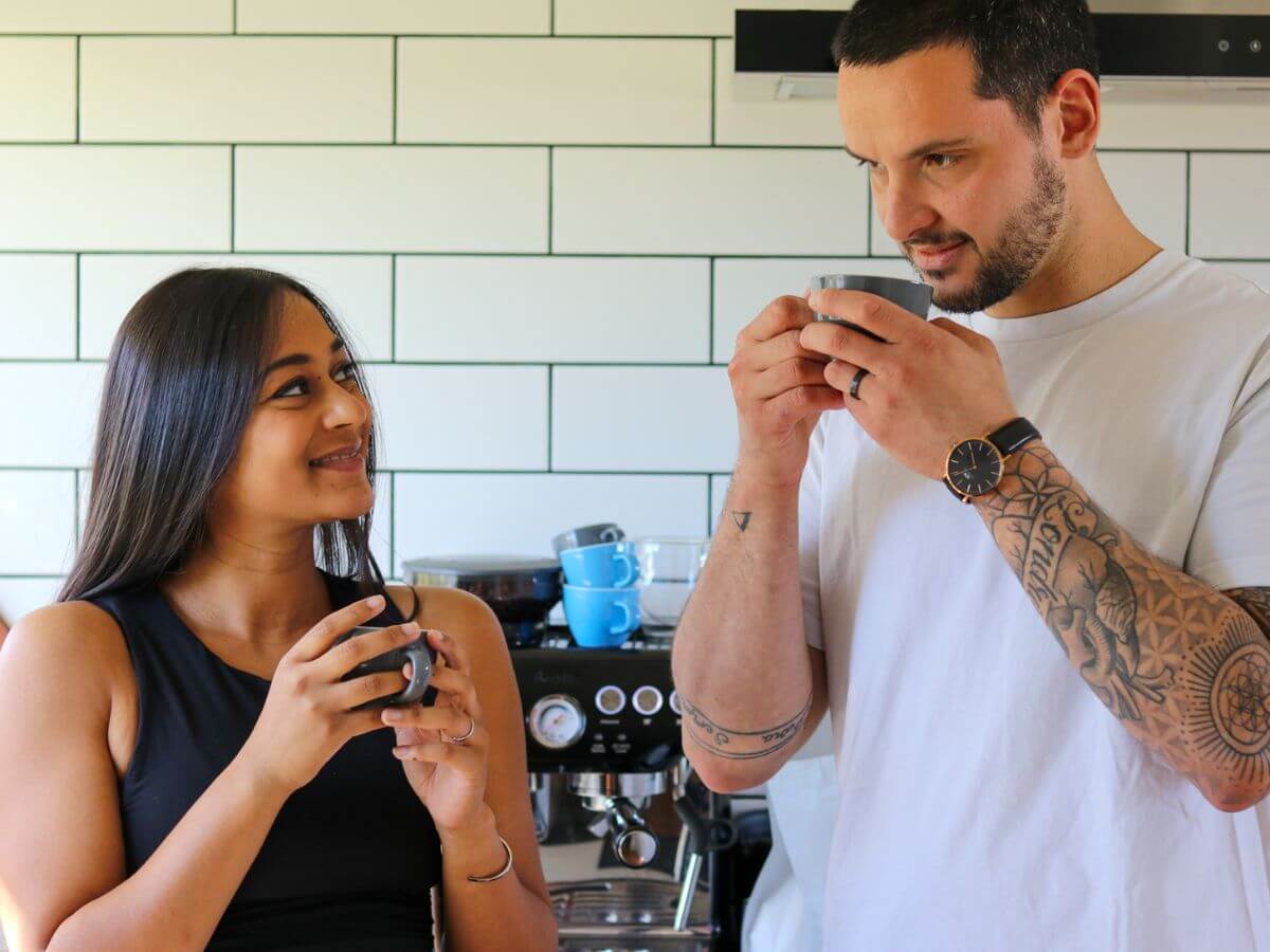 Customers smelling the aromas from their coffees