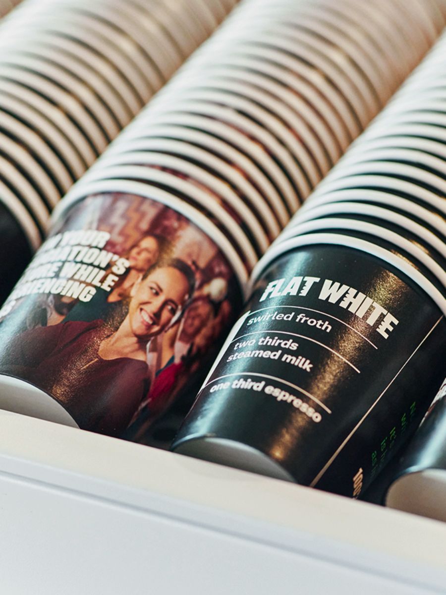 Compostable branded coffee cups for events