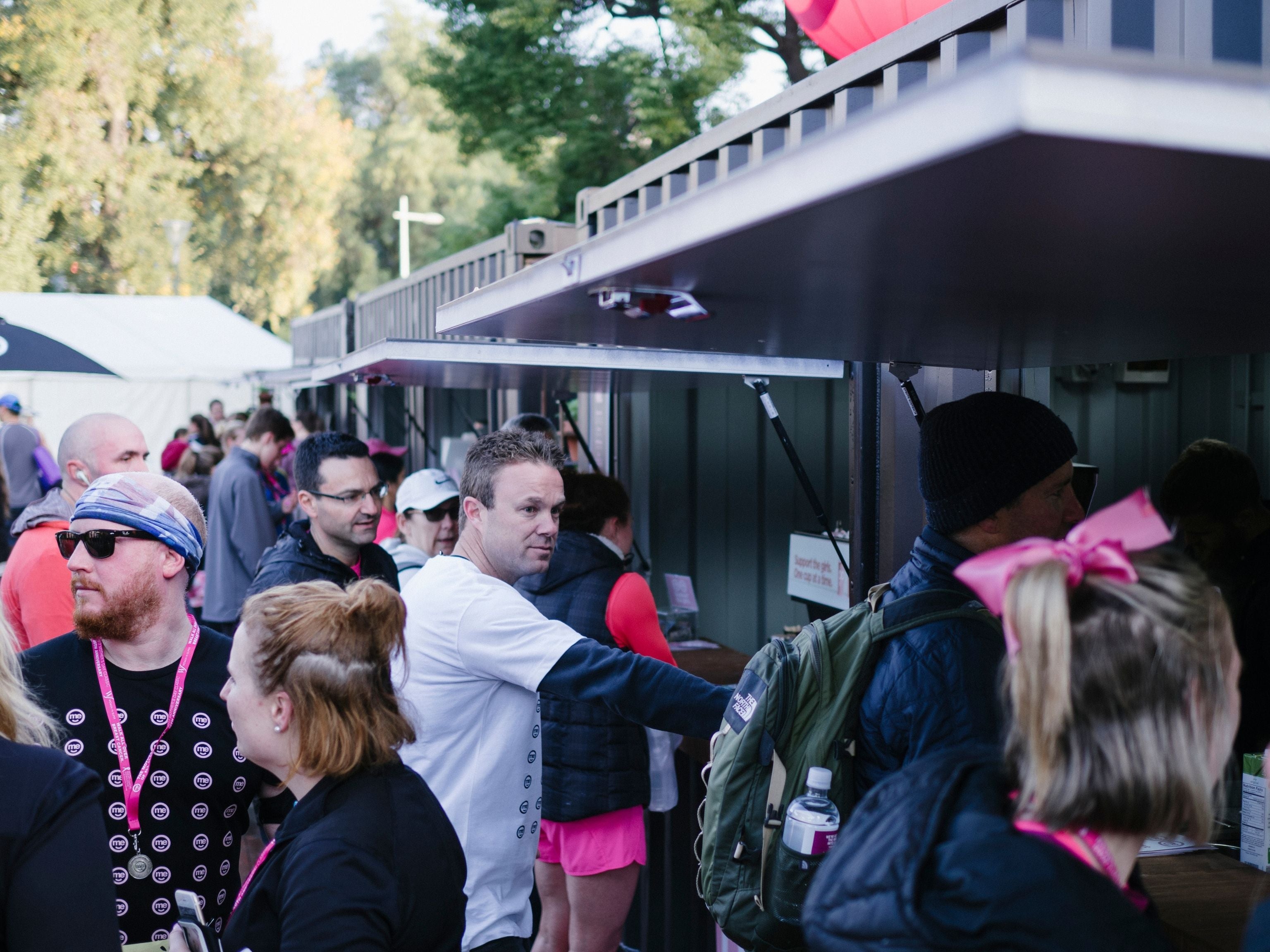 Event guests lining up for coffee