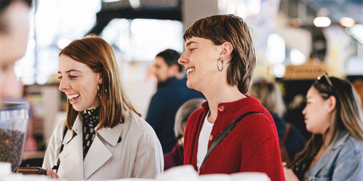 Event guests waiting for their coffee at the coffee cart