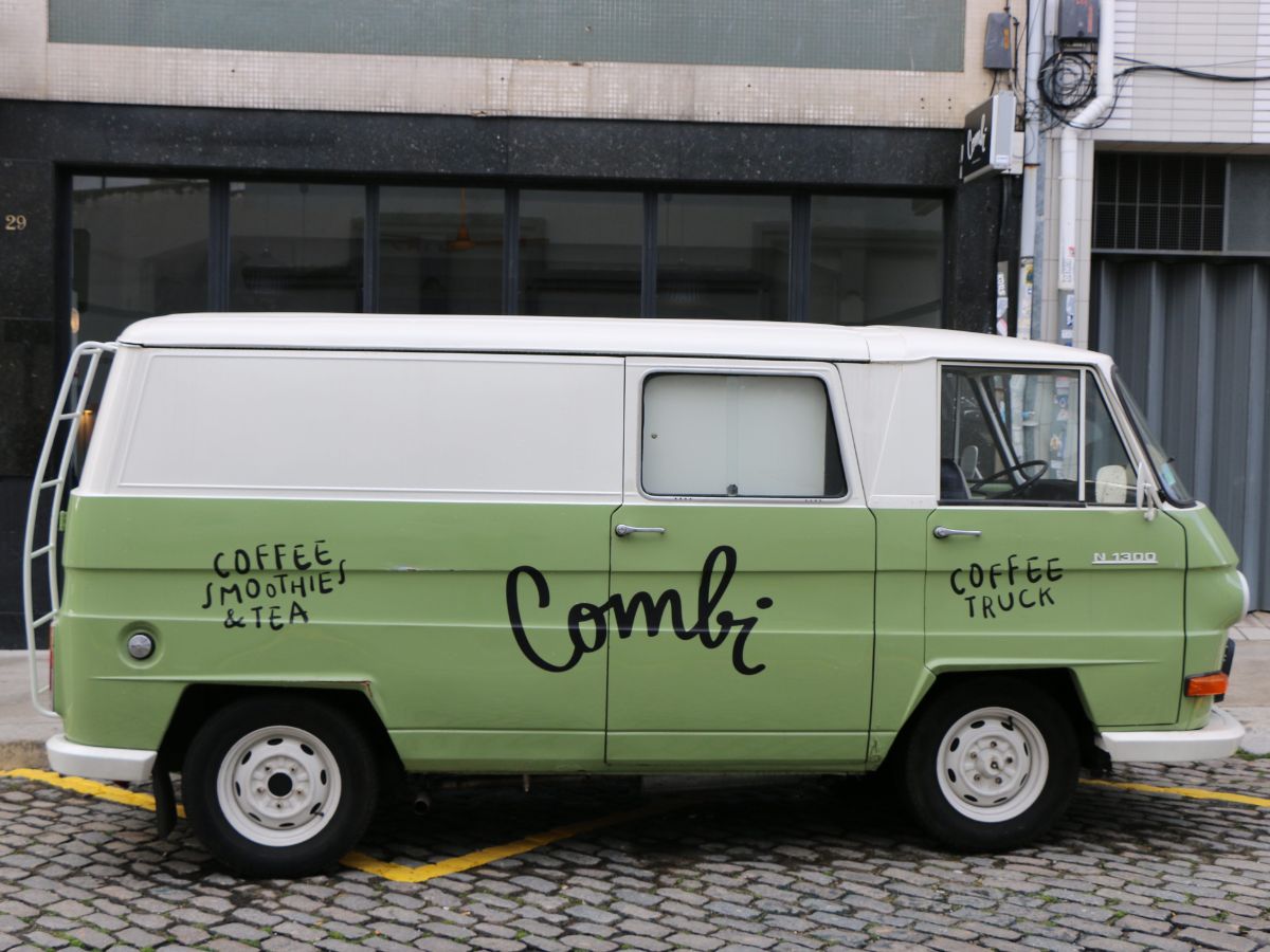Green mobile coffee van