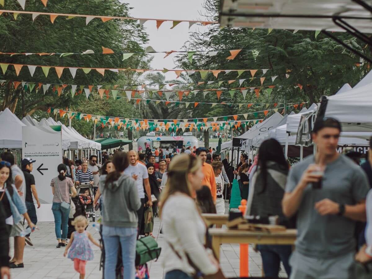 Attendees at outdoor market