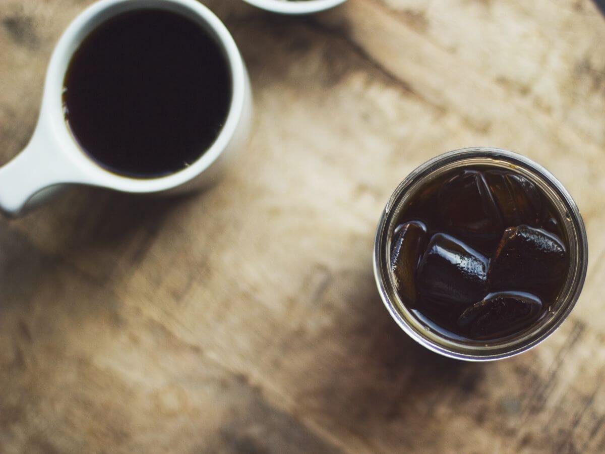 Long black and cold brew coffees