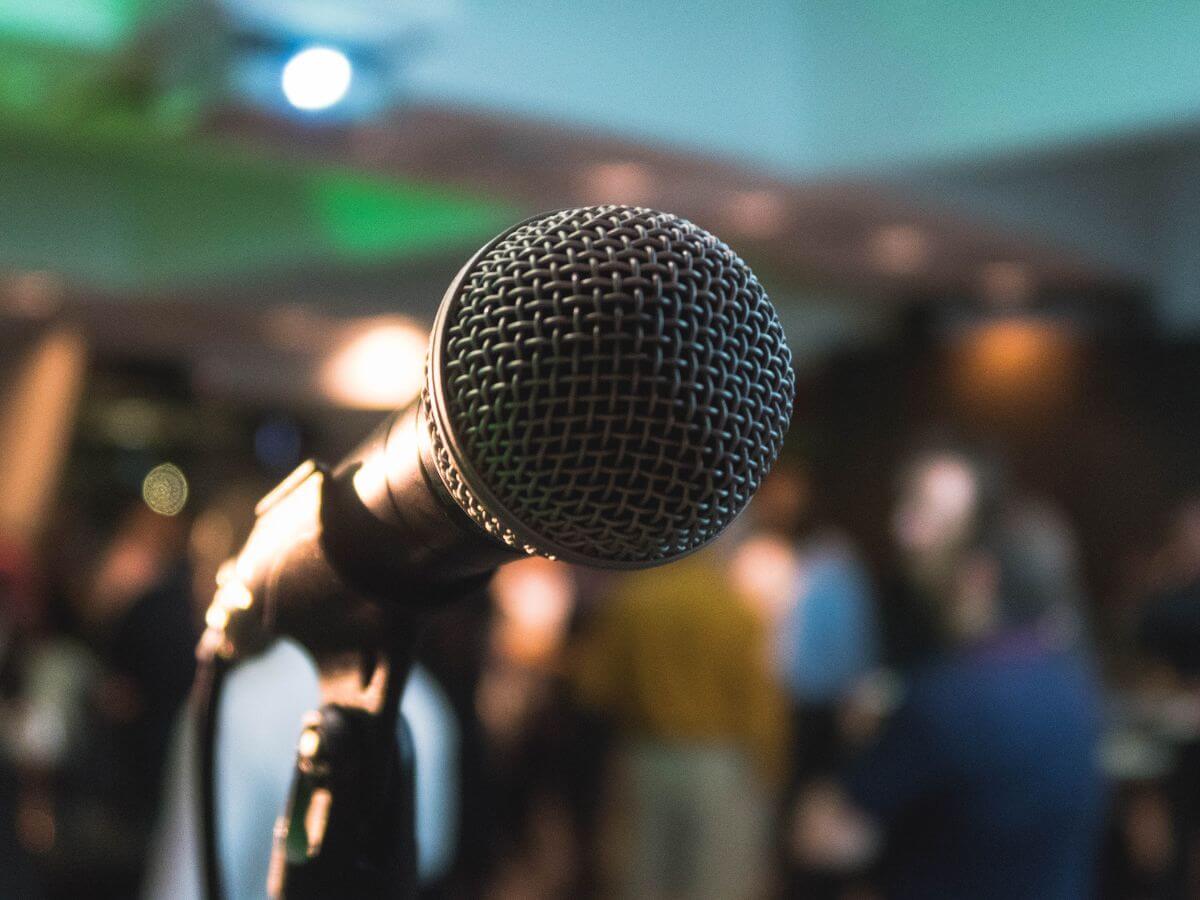 Close up of speaker microphone