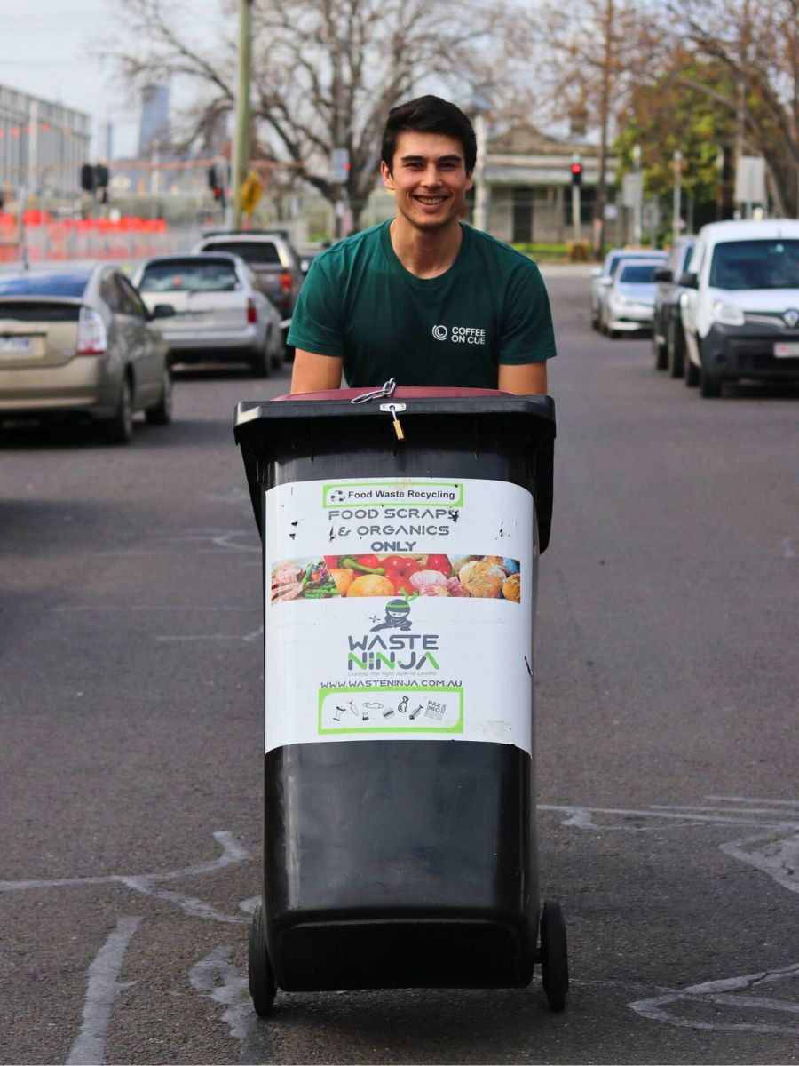 Waste Ninja coffee grounds bin for energy rejuvenation program