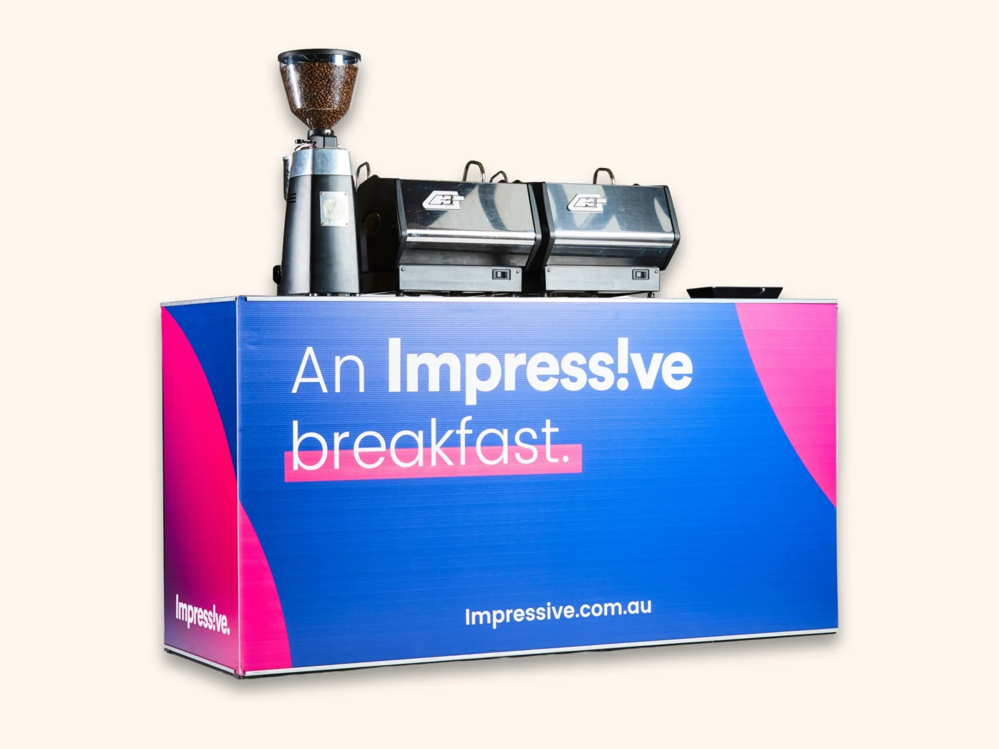 A Coffee on Cue cart in a full custom wrap for a corporate client