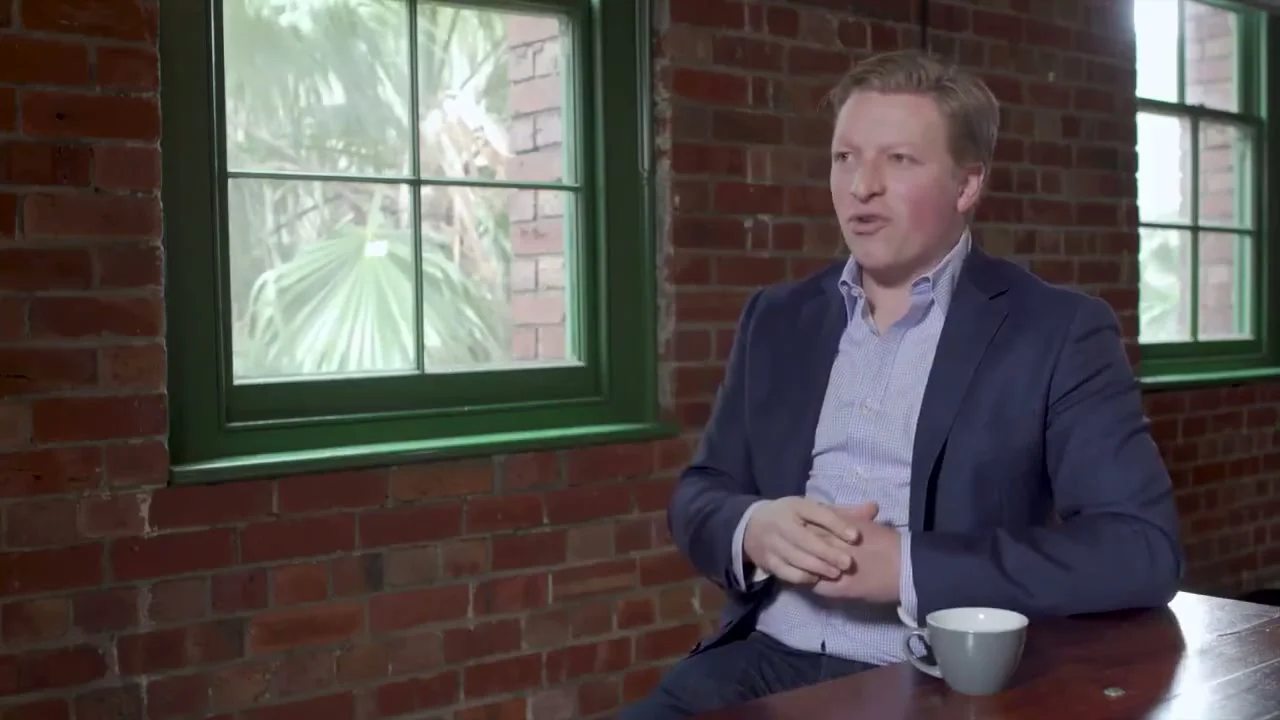 Mark Ellis, Marketing Director at CFO Series, talking about Coffee on Cue at their conferences