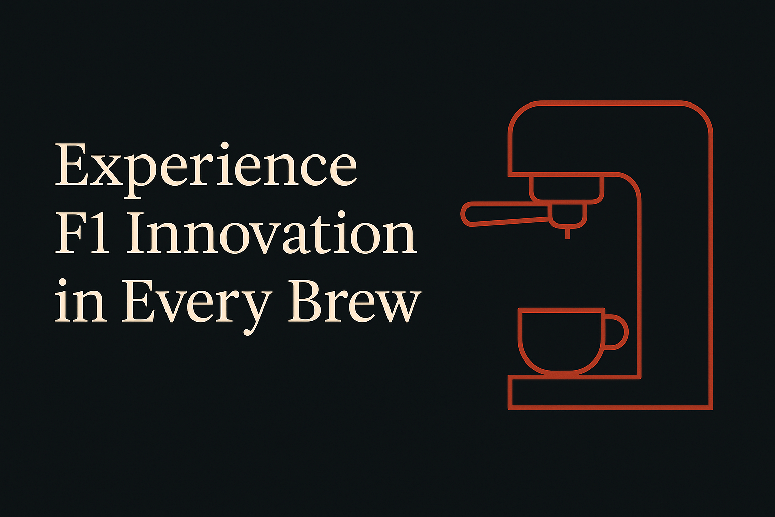 Dark background with cream text, orange coffee cups and beans