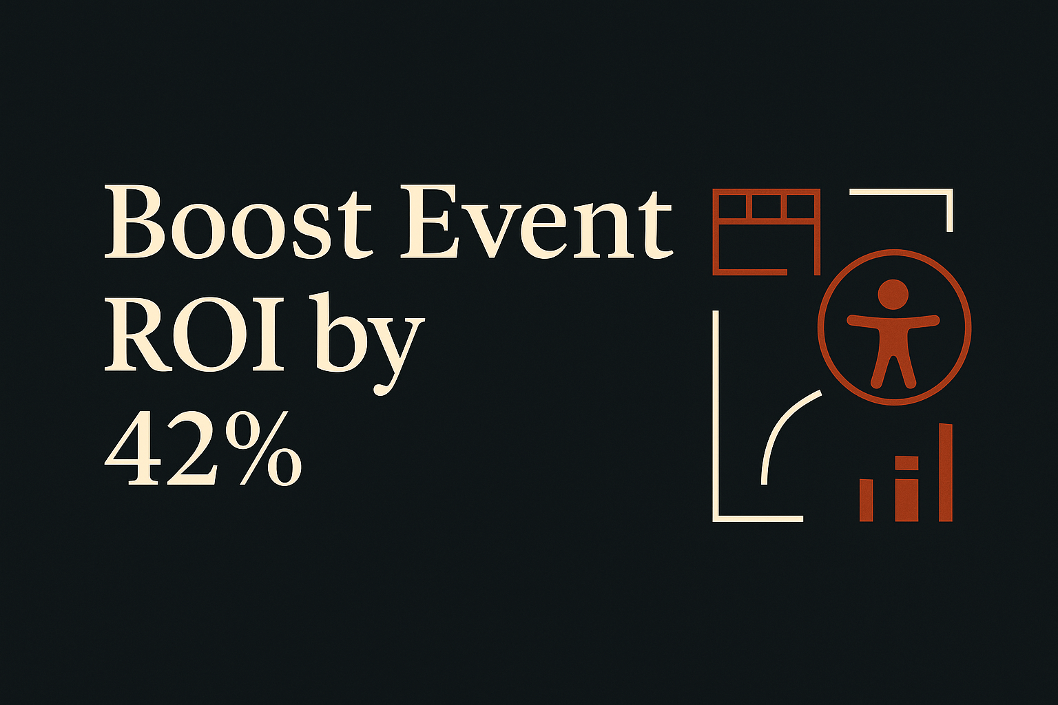 Dark background with cream text, orange digital icon and tech elements.