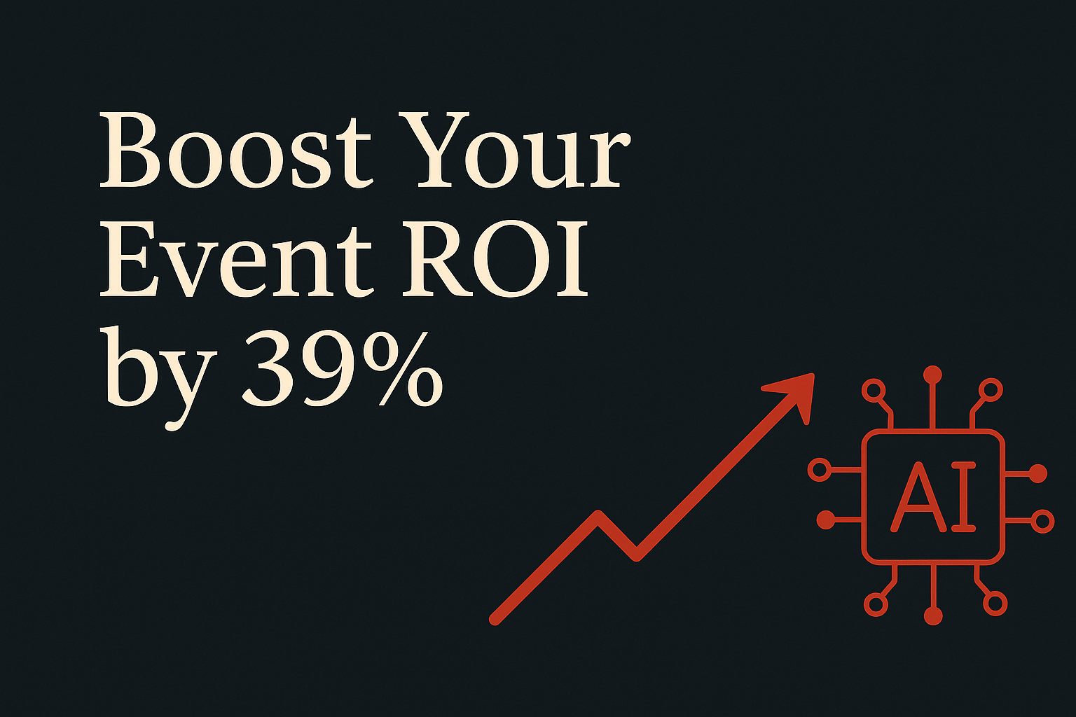 Image with cream text on dark background, features orange arrows and tech icon for AI strategies.
