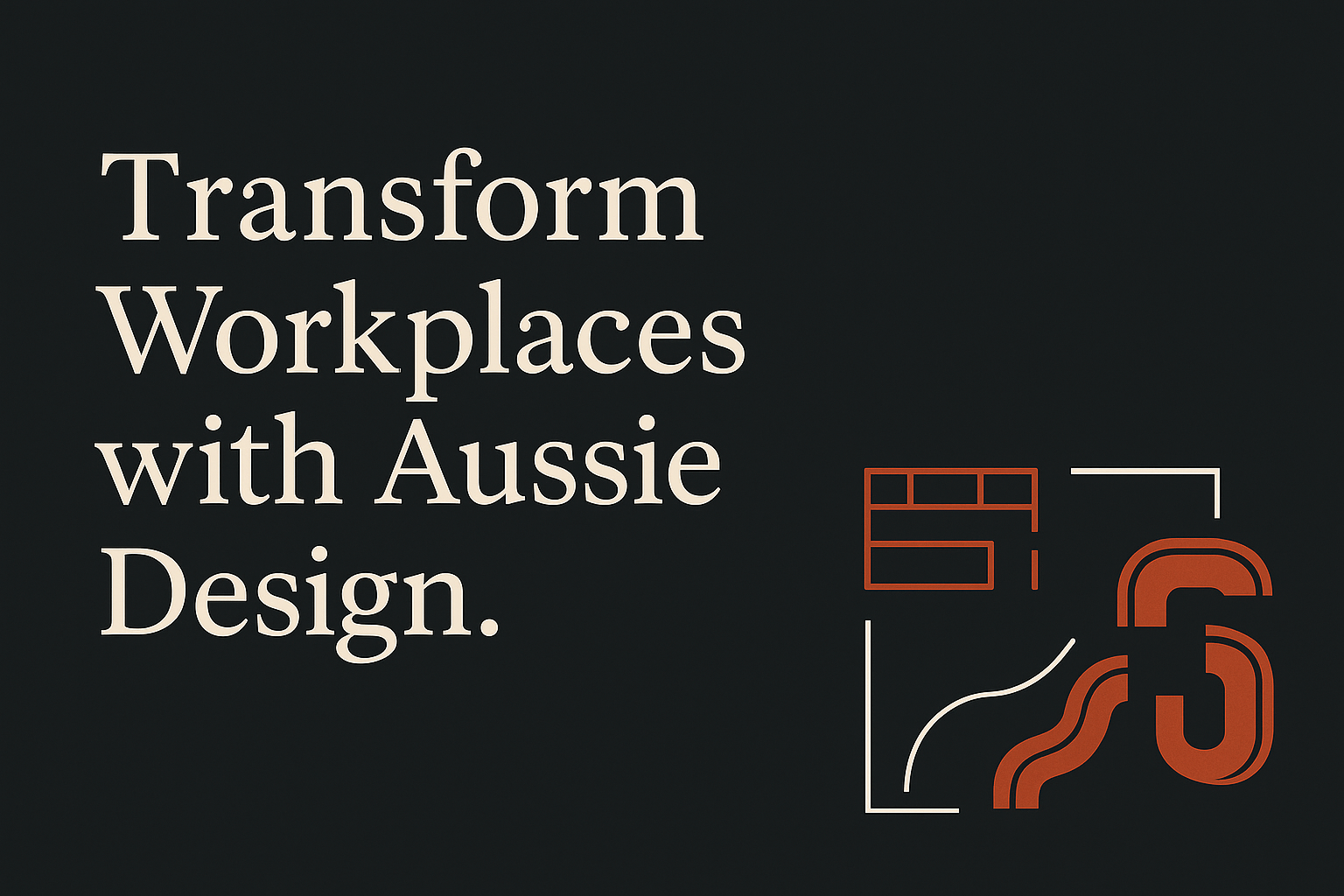 Dark background with cream text and orange geometric workspace icons