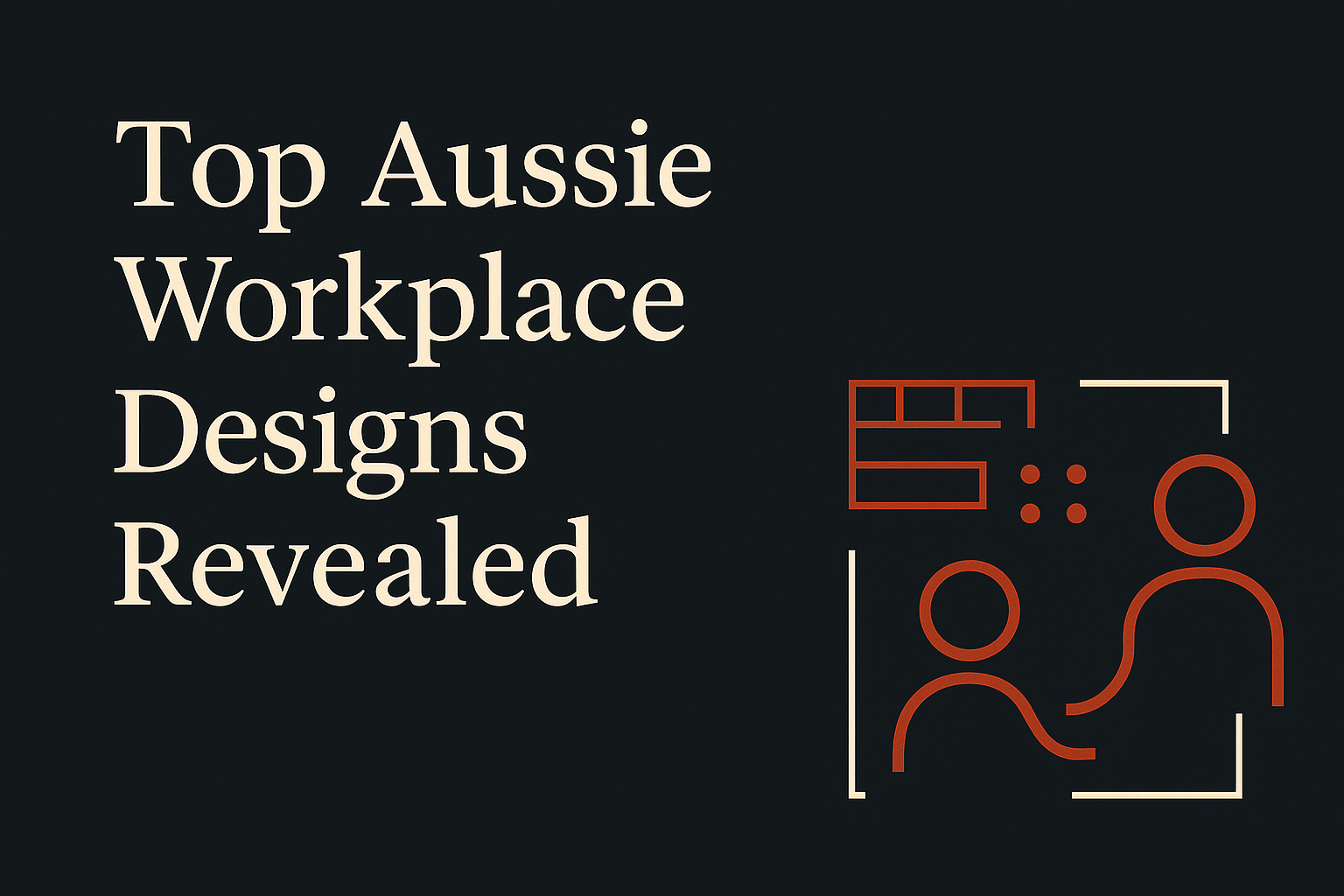 Dark background with cream text and orange meeting icons for workplace culture