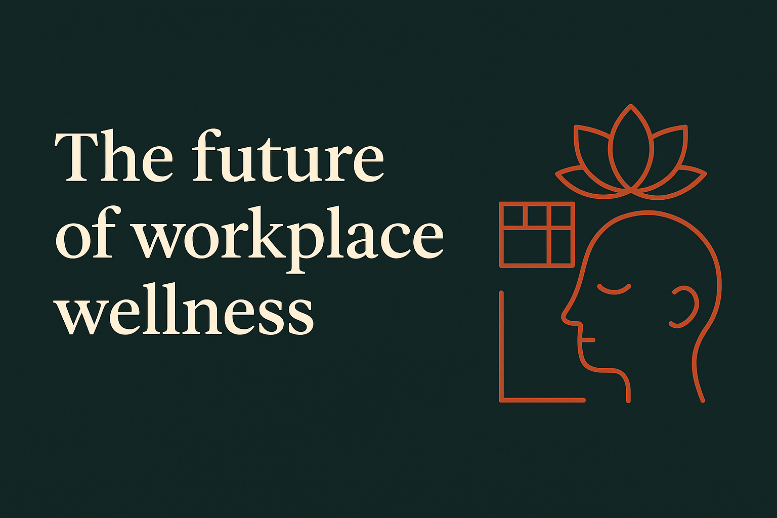 Orange wellness icon on dark, spacious background with cream text in generous margins.