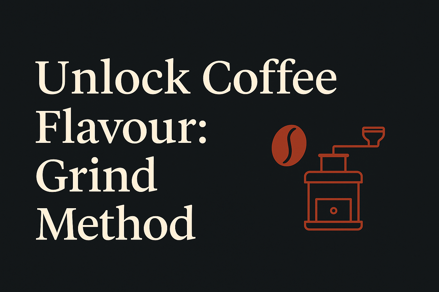 Dark charcoal design with cream text, grinder silhouette, and coffee bean icon.