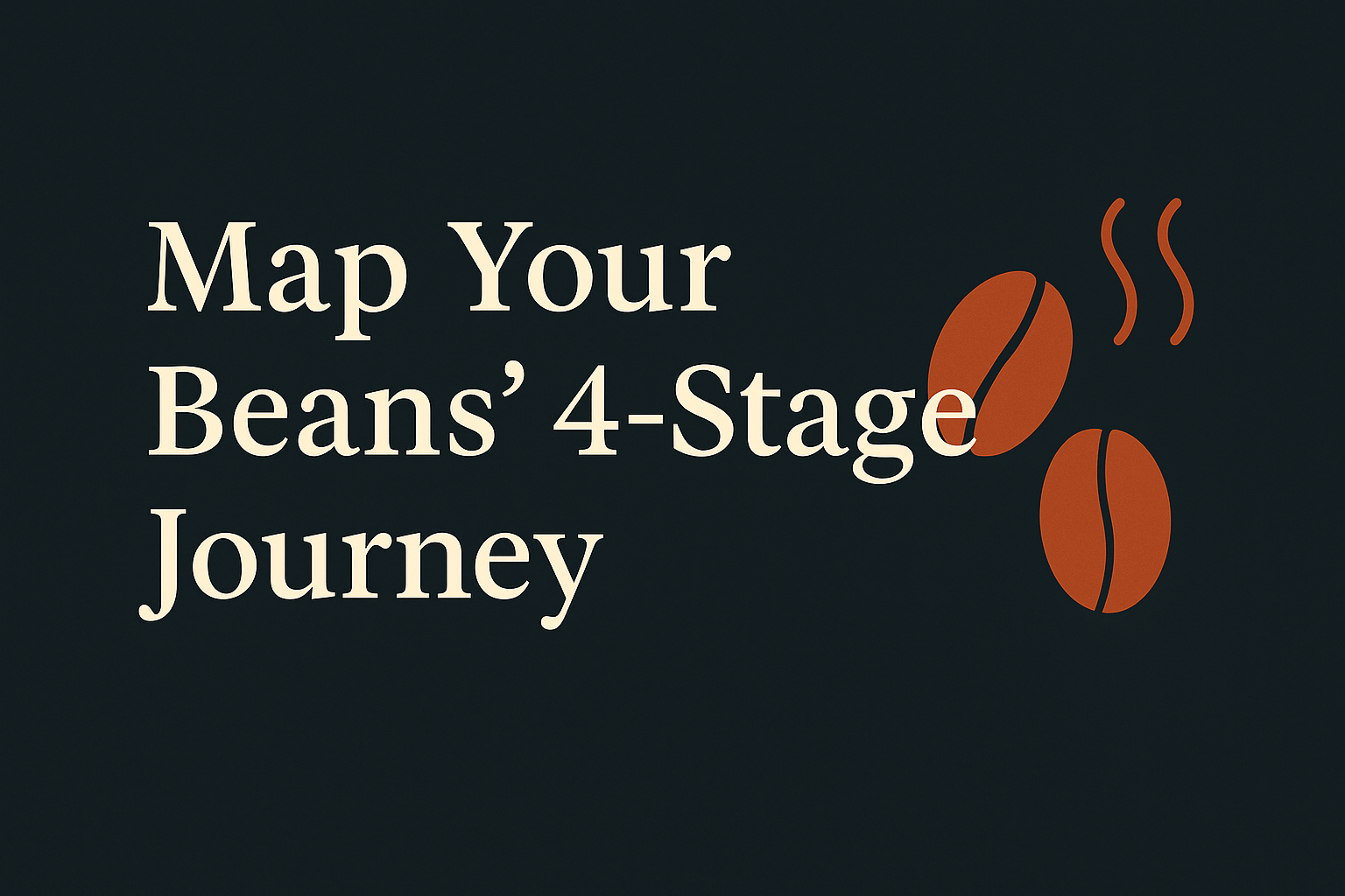 Dark background with cream text, featuring coffee bean outlines and aroma symbols.
