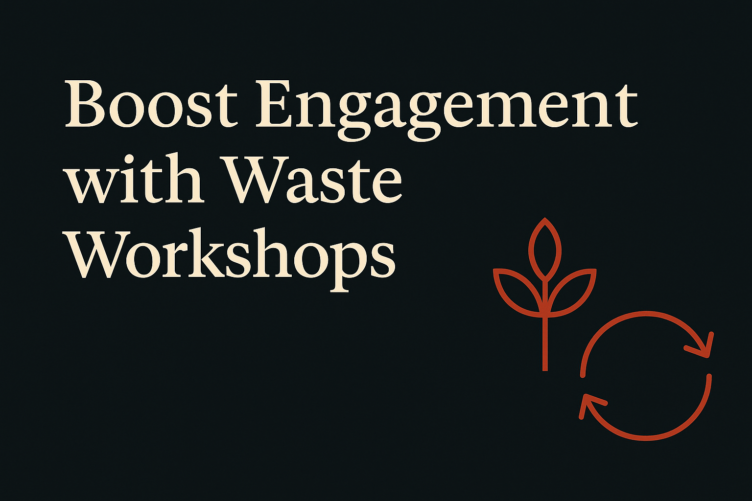 Dark background with cream text and orange plant, circular economy icons
