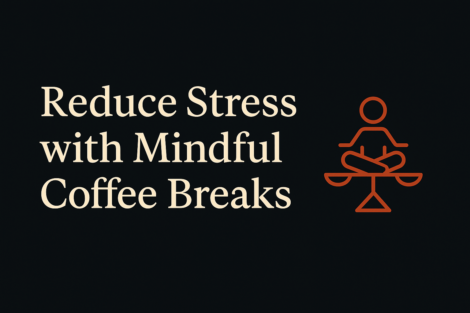 Charcoal background with cream text and orange balance symbol for stress reduction.
