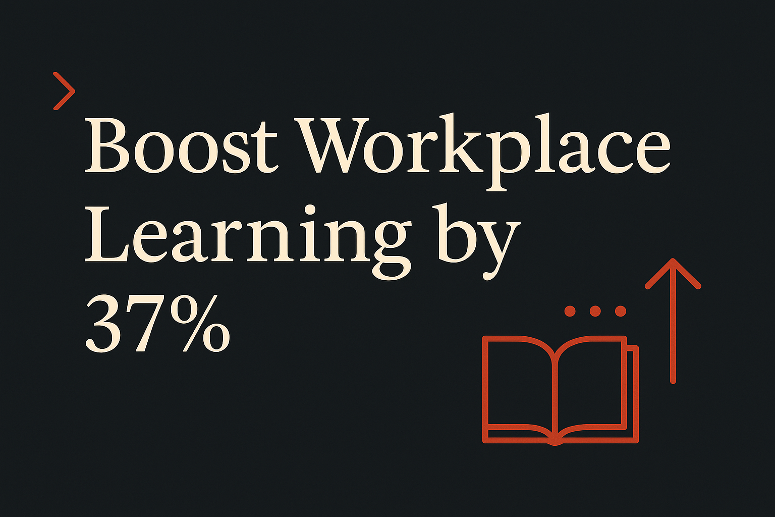 Dark background with cream text, orange learning indicator icons, spacious and balanced design.