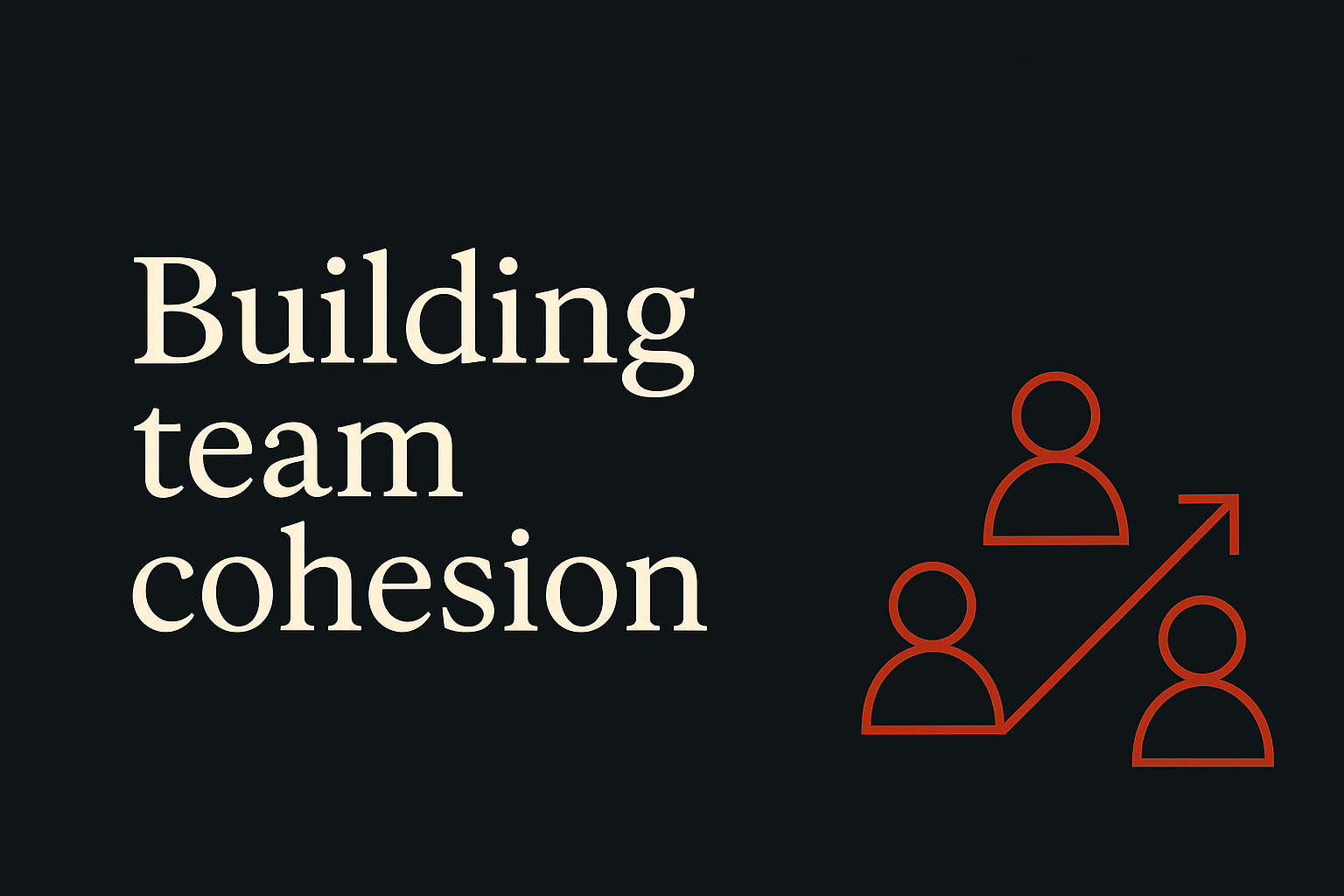 Dark background with cream text, featuring people shapes and network symbols in orange accent.