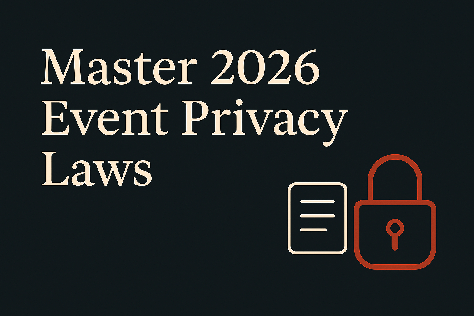 Dark background with cream text, orange padlock and data privacy icon