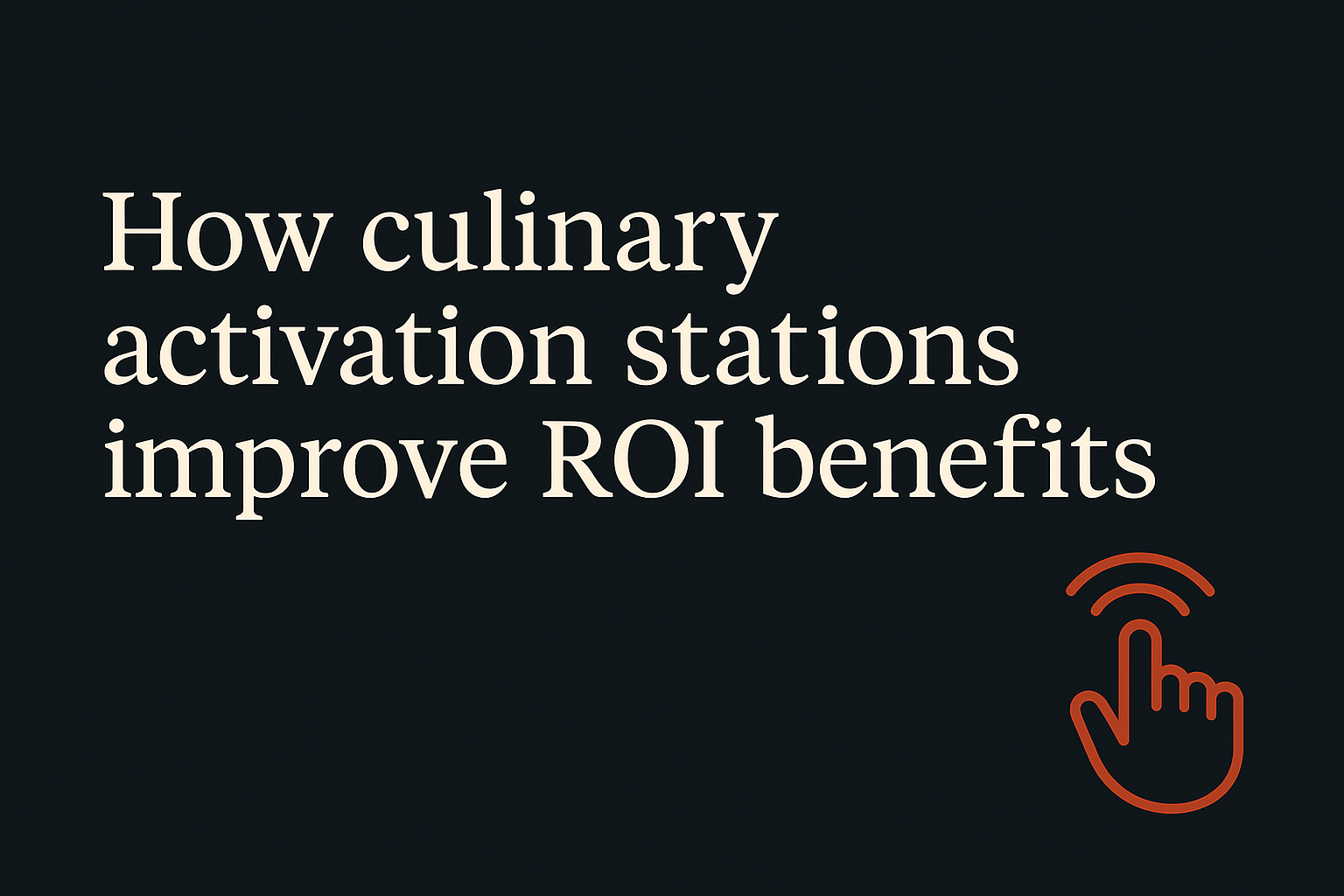 Dark charcoal with cream text and orange service icon, emphasizing spacious design for culinary ROI theme.