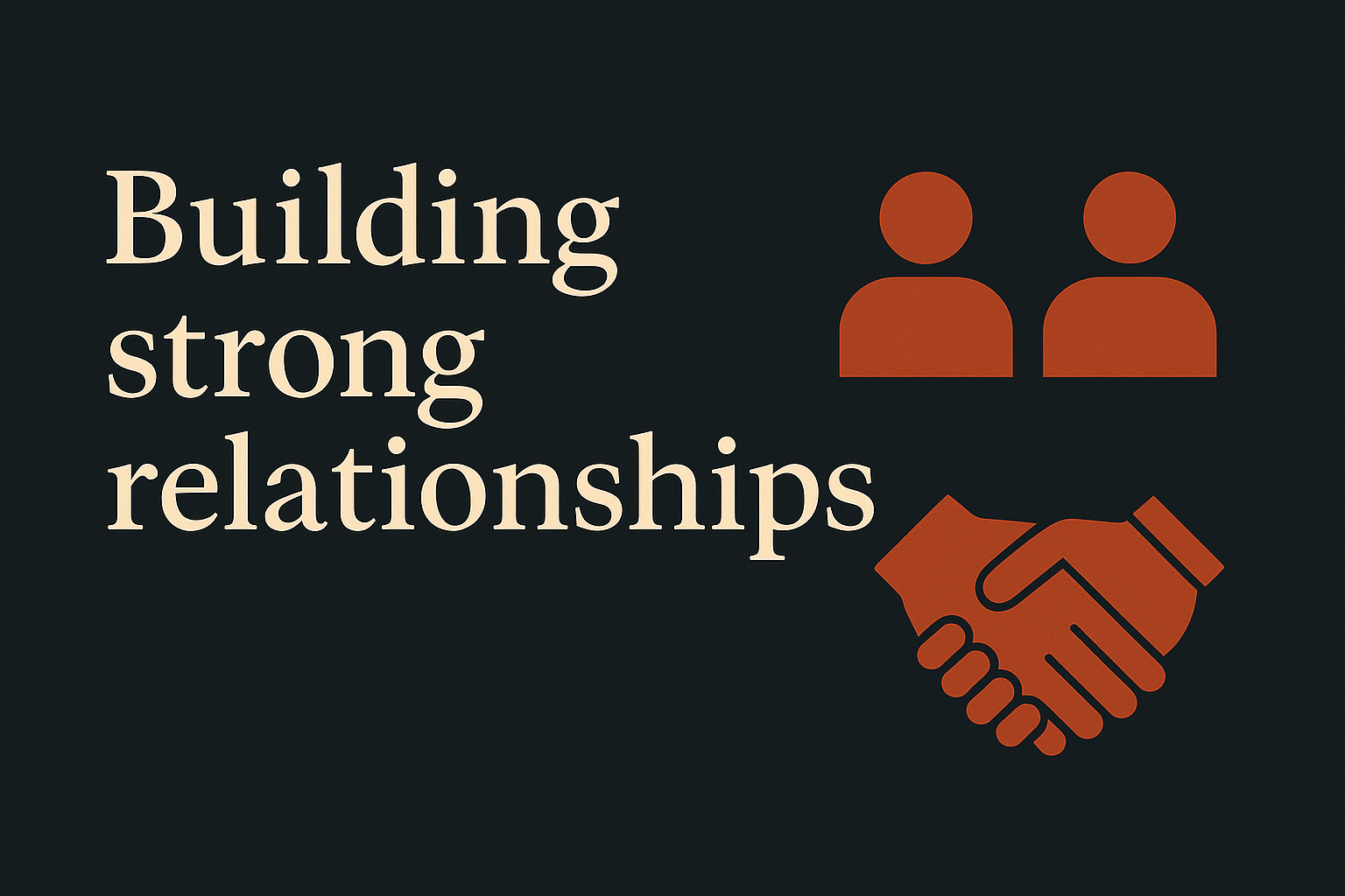 People silhouettes and workplace icons on dark background with cream text