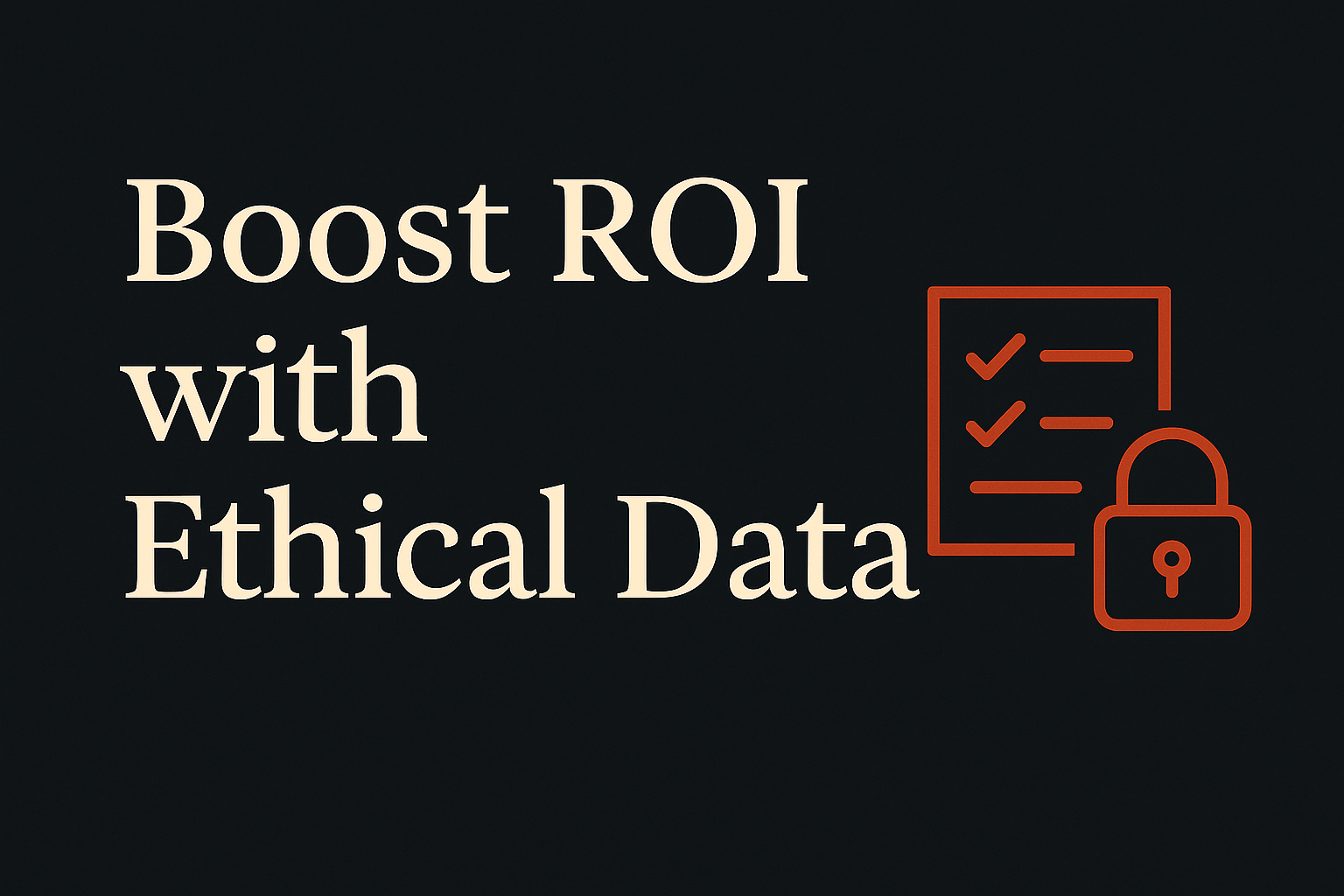 Dark background, cream text, orange checklist and lock icons showing ROI focus.