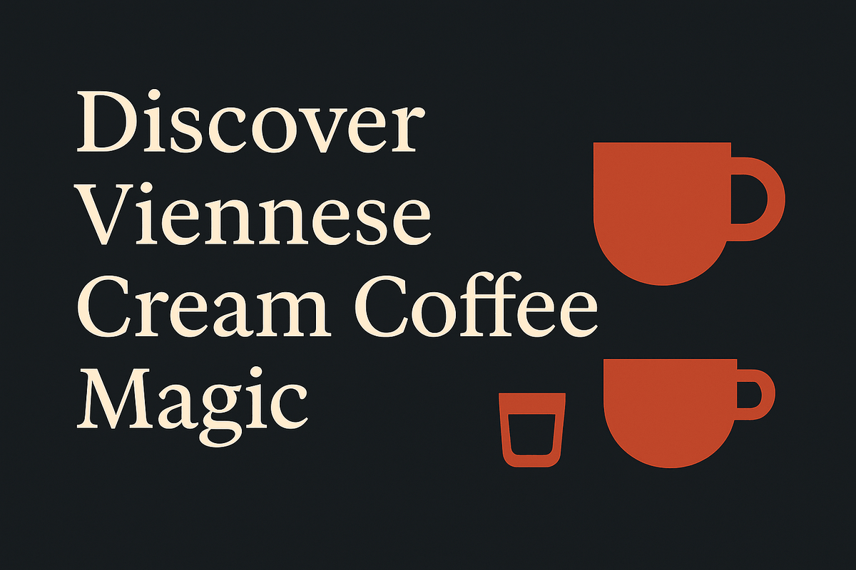 Dark background with cream text, coffee cup silhouette, and espresso icons in orange.