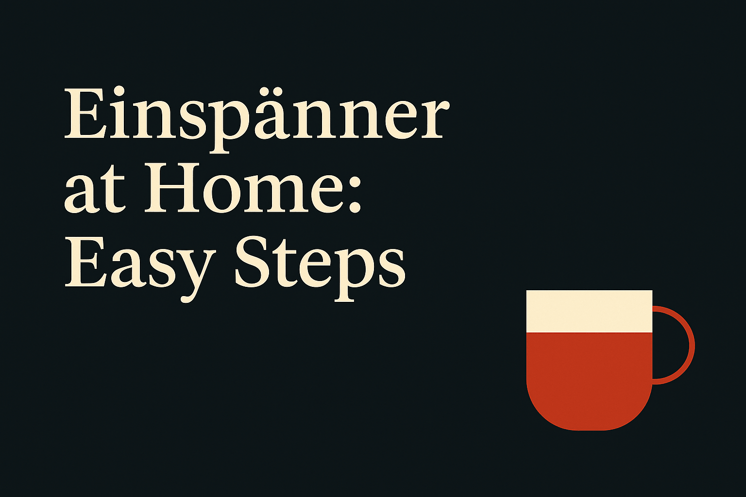 Dark background with cream text and orange geometric coffee layer shapes