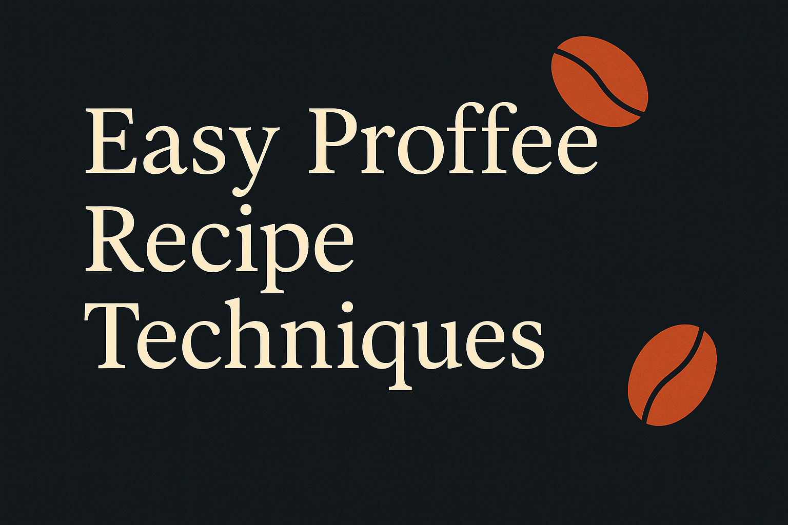 Dark background with cream text and orange coffee bean shapes