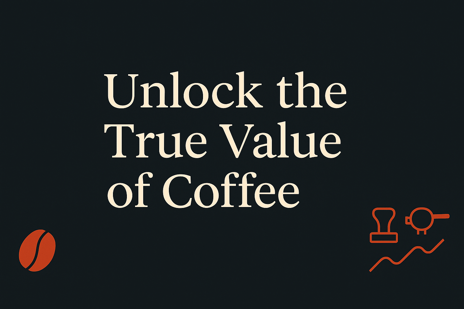 Dark background with cream text and small orange coffee bean icon and barista symbol