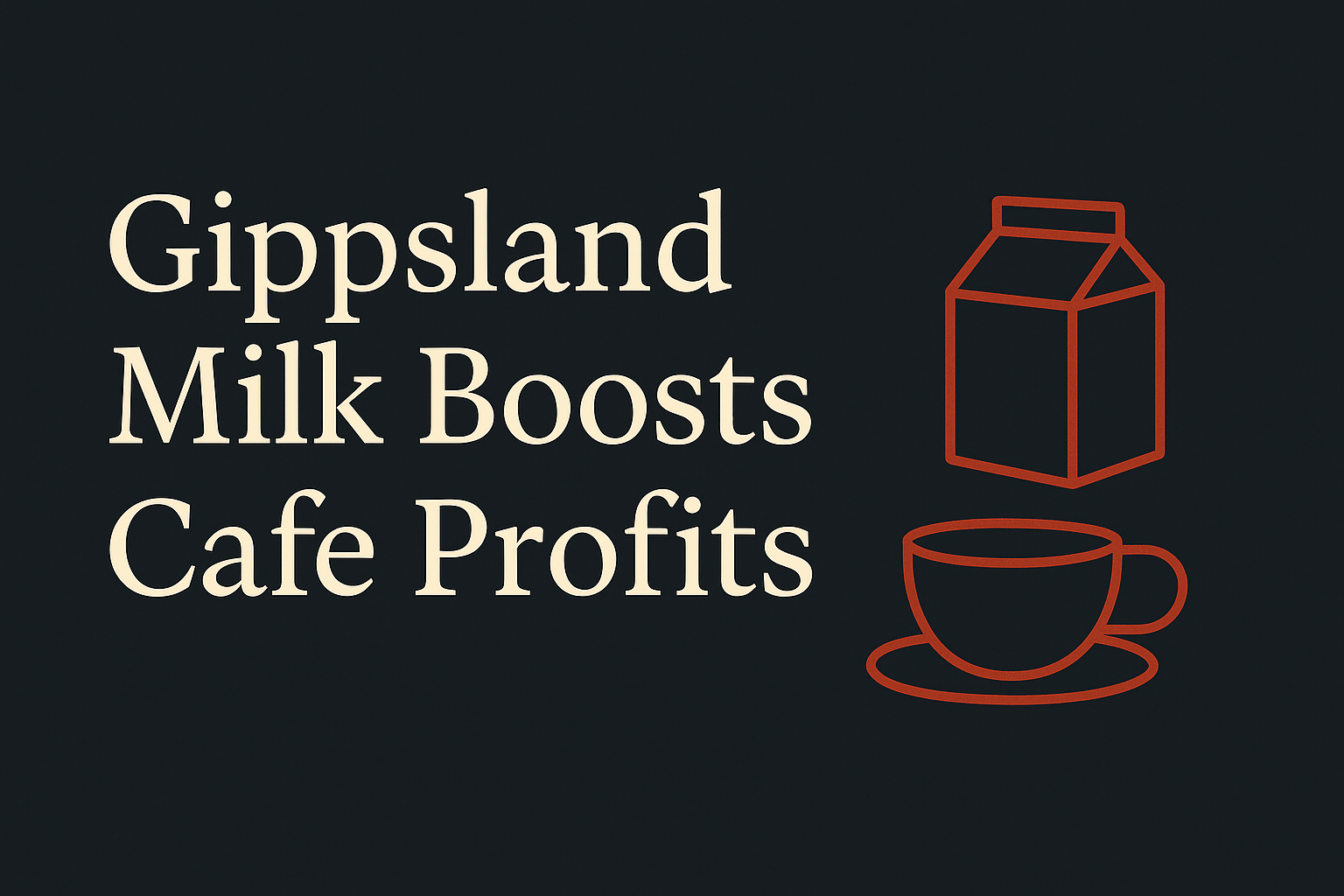 Dark background with cream text, orange coffee cup and milk icon enhancing Melbourne theme.