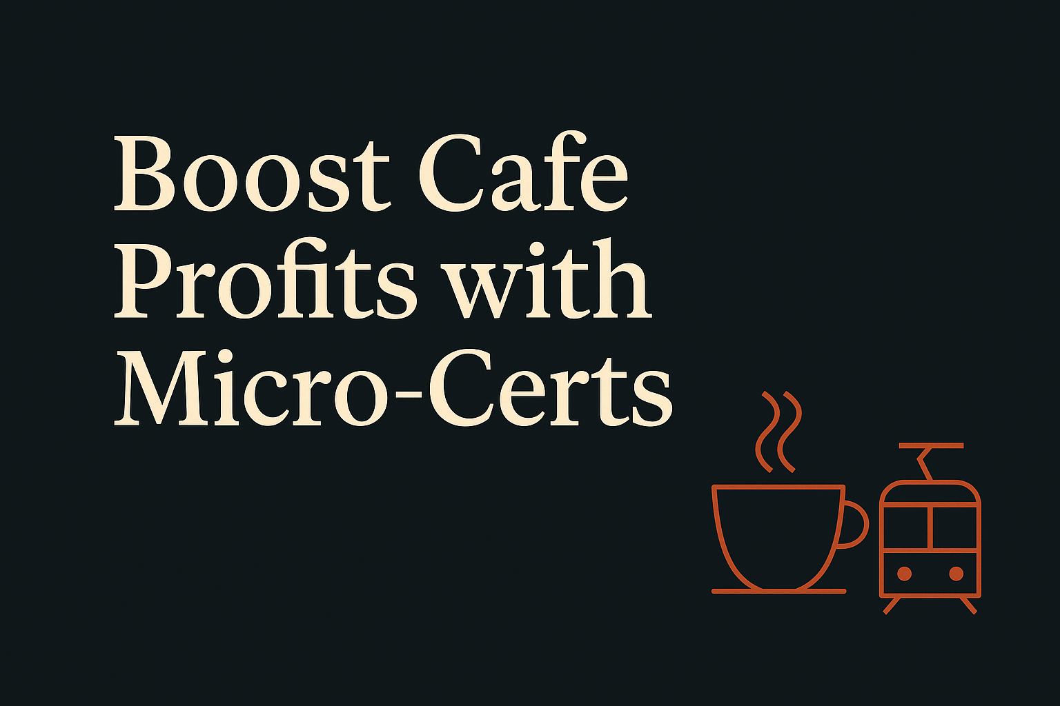 Dark background with cream text, Melbourne coffee cup, and orange tram silhouette icons.