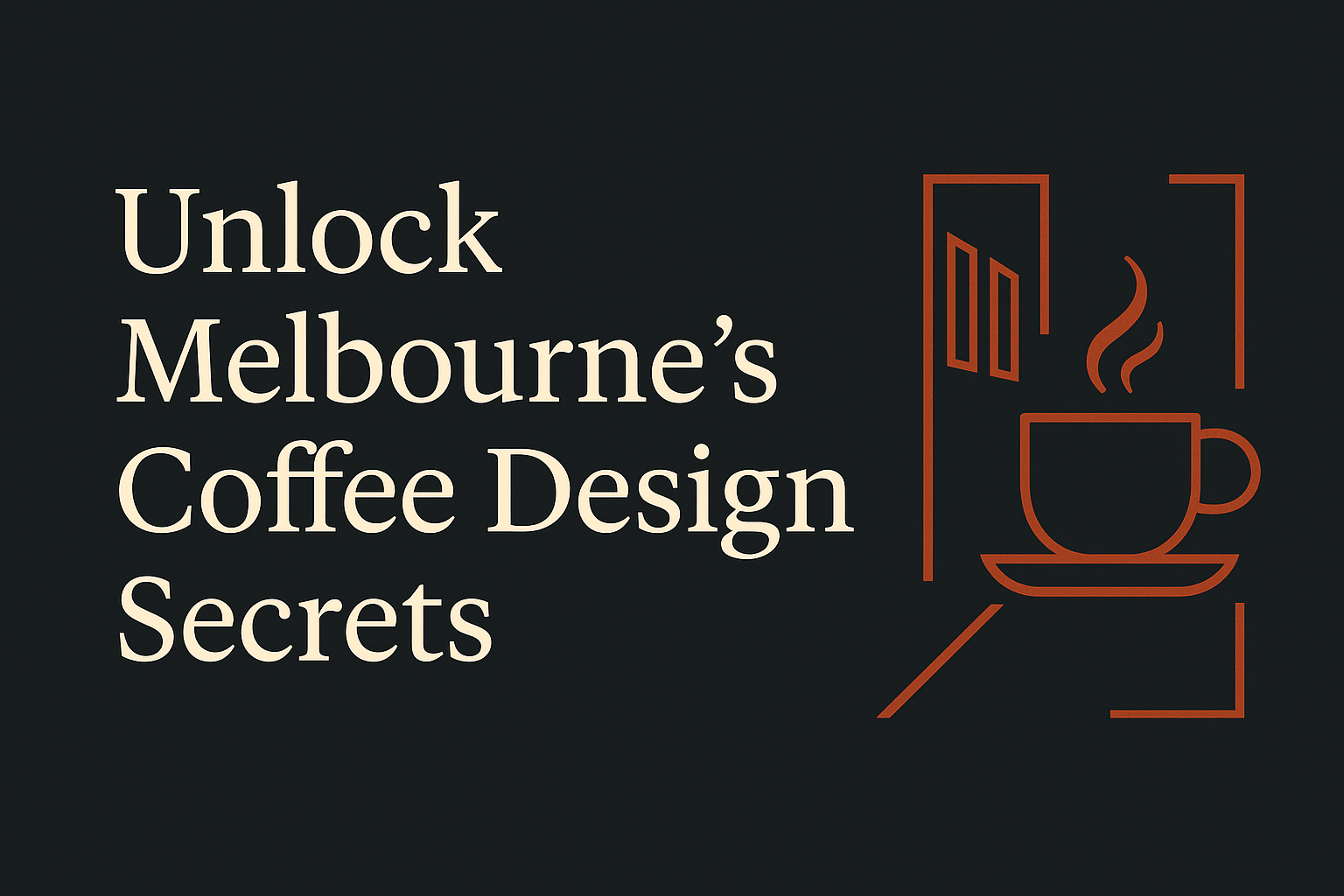 Dark background with cream text, Melbourne coffee icons, and orange laneway graphics.
