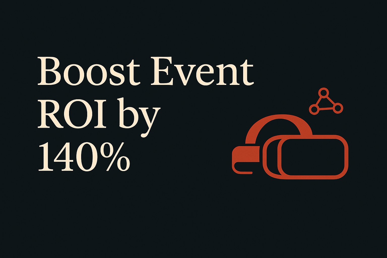 Charcoal background with cream text, VR headset and digital network icon in orange.