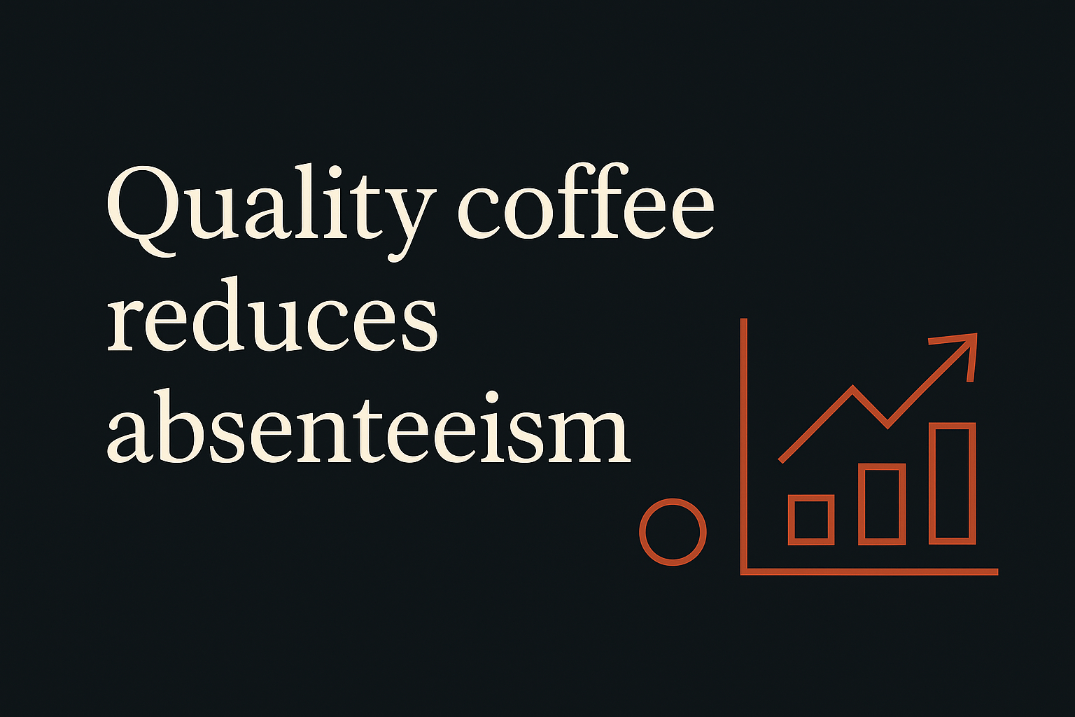 Dark background with cream text and orange geometric business icons