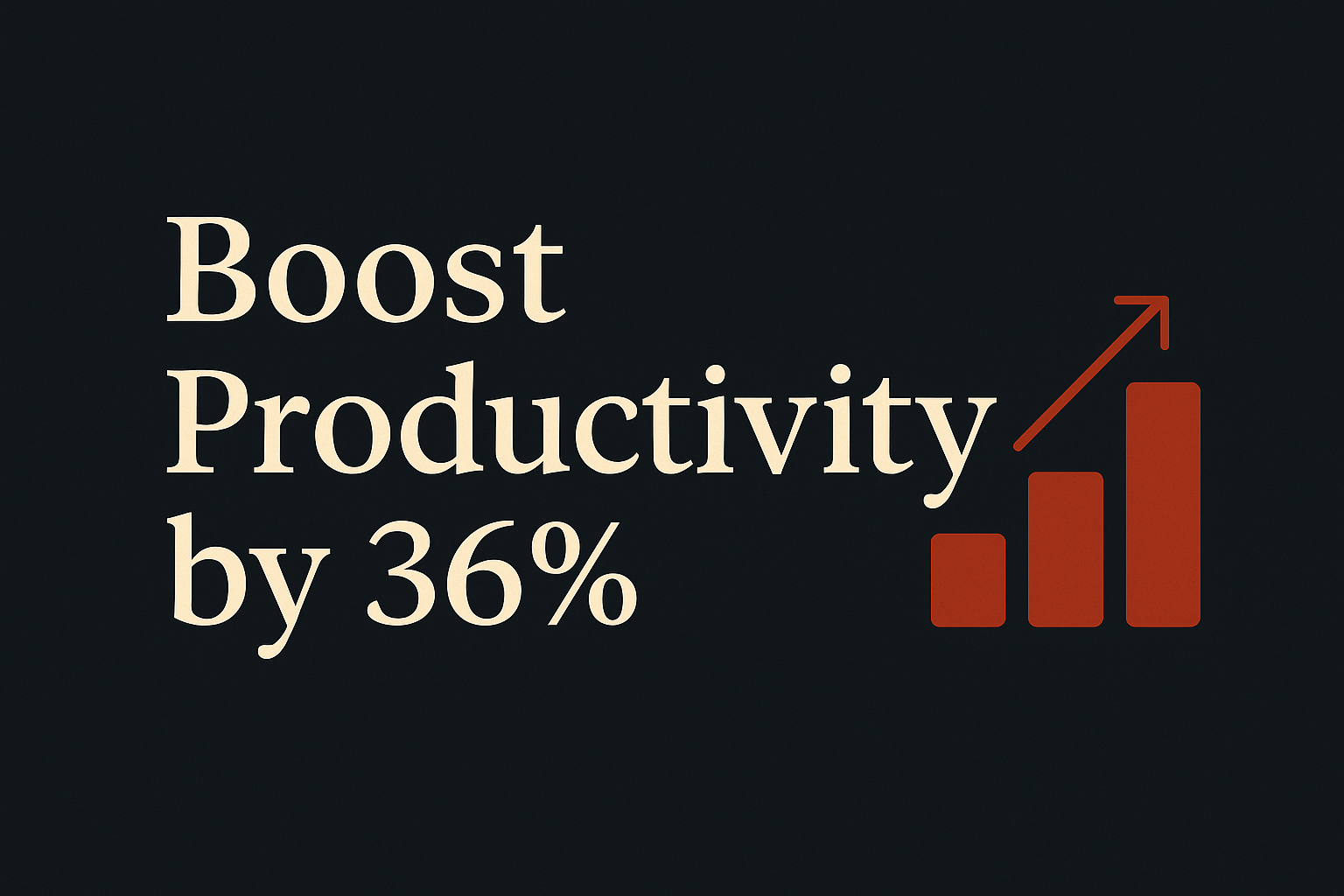 Dark background with cream text and orange progress chart icon.