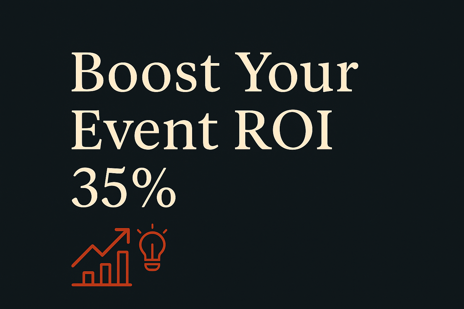 Dark background with cream text, orange trend arrow and innovation icon.