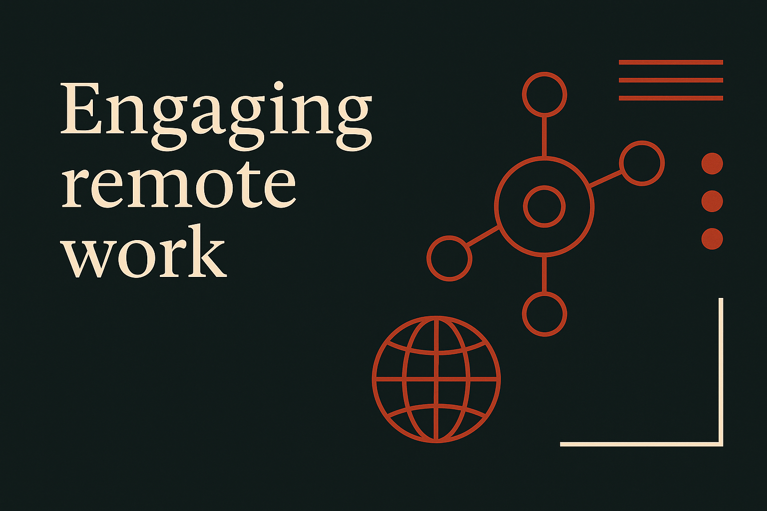 Orange connectivity patterns, cream text, on dark charcoal. Text fits with ample space.