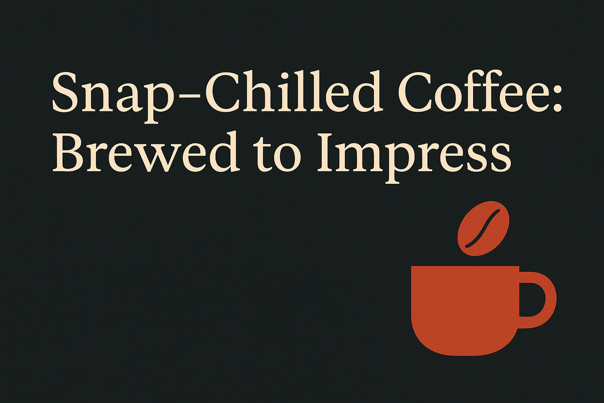 Dark background with cream text and orange coffee cup icon and bean shape.