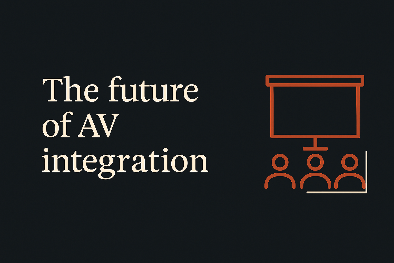 Dark background with cream text, presentation icons, and ample empty space for clear focus.