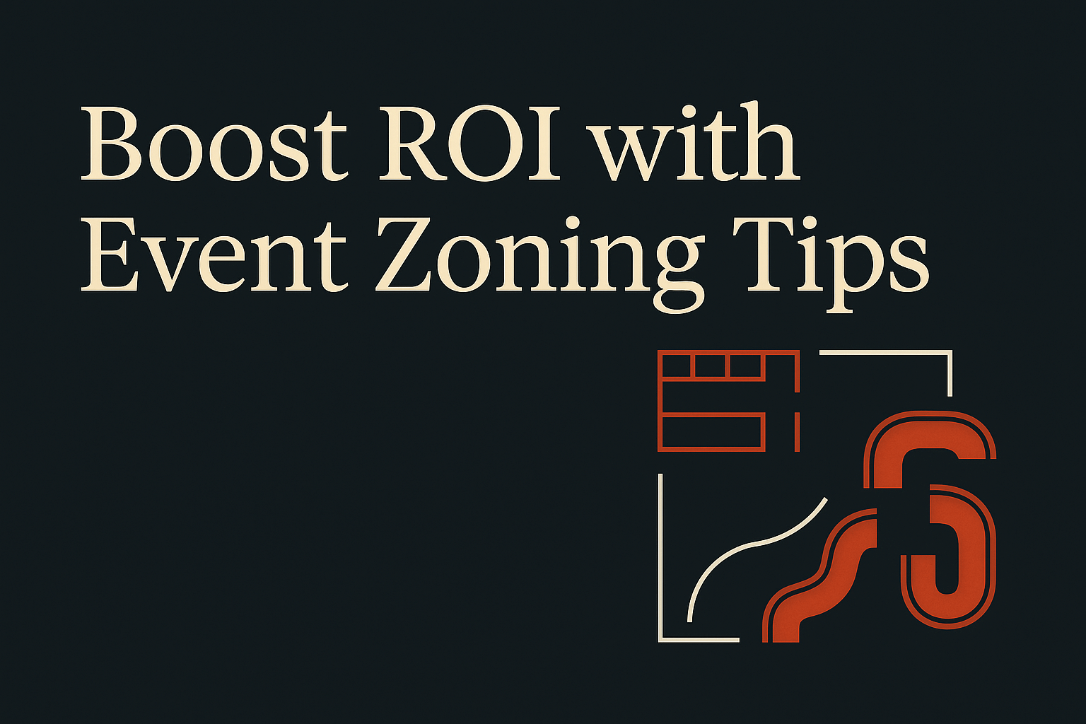Dark background with cream text and orange architectural icon for strategic event design insights.