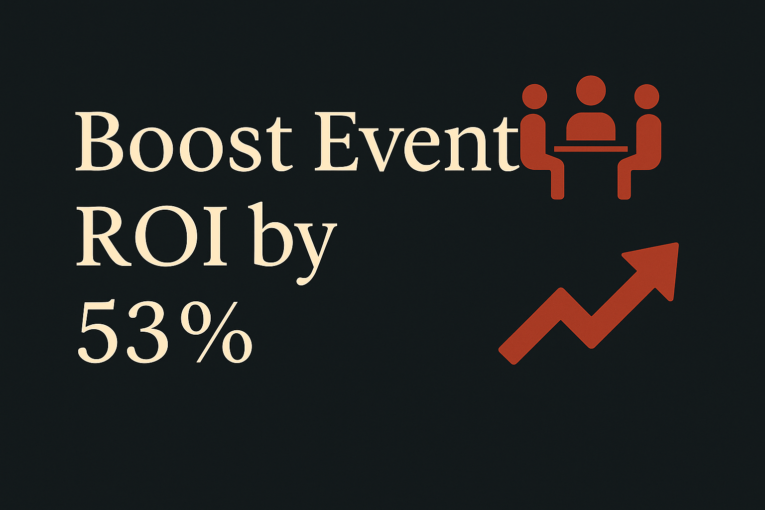 Dark design with cream text and orange business symbols and trend arrows.